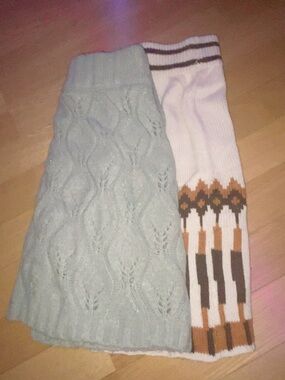 Mini Knit Skirt - Light Blue & White Patterned